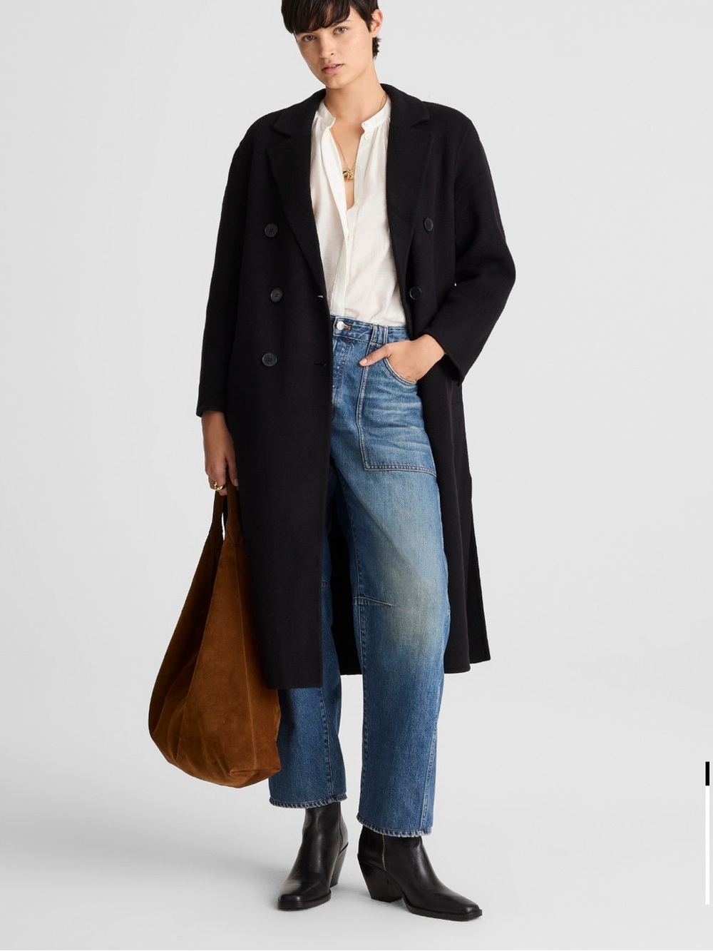 NWT Madewell Double-brushed long wool coat size XS